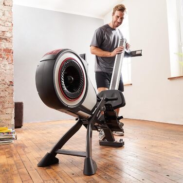 Гребний тренажер SportPlus для домашнього використання з опором повітря (8 рівнів), додаткова сумісність із додатком, тихе та плавне тренування, вага користувача до 150 кг, чорний/червоний не сумісний із додатком
