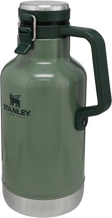 Термос Stanley Classic Easy-Pour Growler 1,9 літра - Зберігає пиво холодним та свіжим протягом 24 годин - Термос з нержавіючої сталі - Герметичний - Можна мити в посудомийній машині - Зелений колір Hammertone