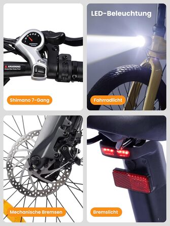 Складаний електровелосипед C10 20 дюймів, вага лише 18,6 кг, двигун 250 Вт, акумулятор 345,6 Втгод, електровелосипед із 7-швидкісною коробкою передач Shimano, запас ходу до 100 км, швидкість 25 км/год, РК-дисплей, ідеально підходить для поїздок на автофур