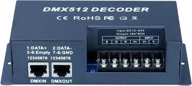 Драйвер контролера світлодіодного дедера JOYLIT DMX512 постійного струму 12 В 24 В 4 канали 4x4A для світлодіодної стрічки RGBW 5050 3528