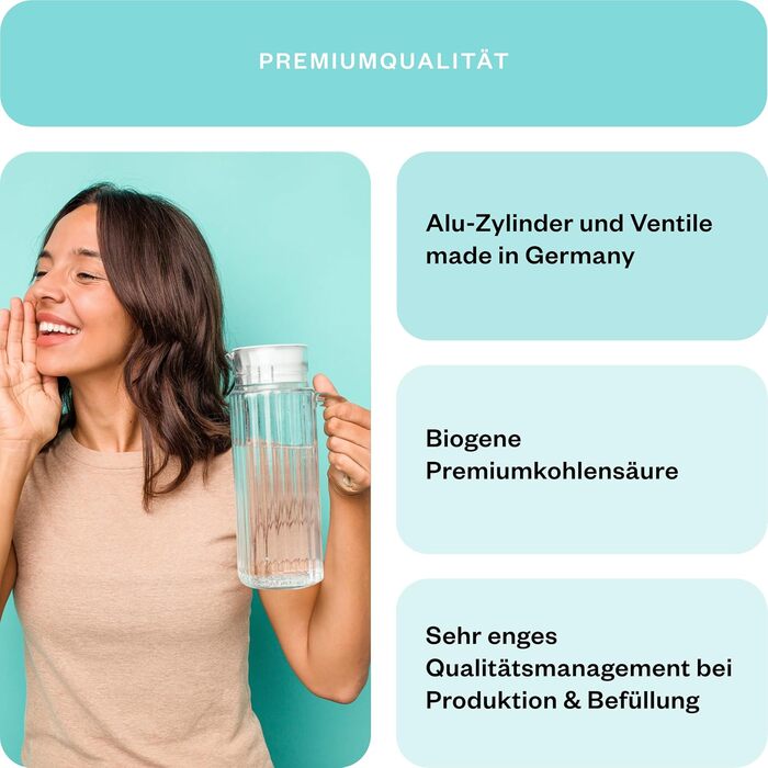 Водопровідна система 2 x циліндр CO2 I Підходить для SodaStream*, Grohe Blue, Aarke, Brita, WasserMaxx та багатьох інших виробників газованої води I Для до 60 л на заправку I * Не для швидкого підключення