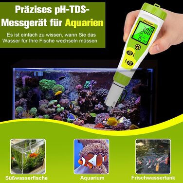 Та EC Meter Grow, PPM та pH-метр для водної гідропоніки Поживні речовини, вимірювання pH, PPM, провідності, температури, DWC, цифровий тестер pH та EC PPM води для басейну 4 В 1