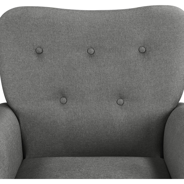 Сучасне крісло Yaheetech з вигнутою спинкою та дерев&39яними ніжками, м&39яке крісло-реклайнер, крісло під телевізор з підлокітниками, одномісний диван, зручні сидіння, темно-сірий, темно-сіра поліестерова тканина