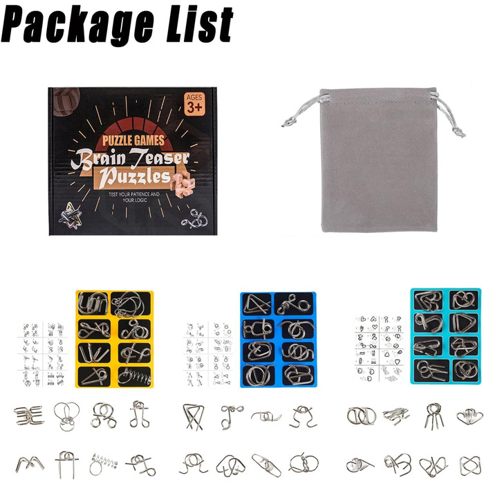 Дерев&39яна колекція 24 металевих головоломки, металева головоломка, металева головоломка, набір інтелектуальних ігор, терпіння, г
