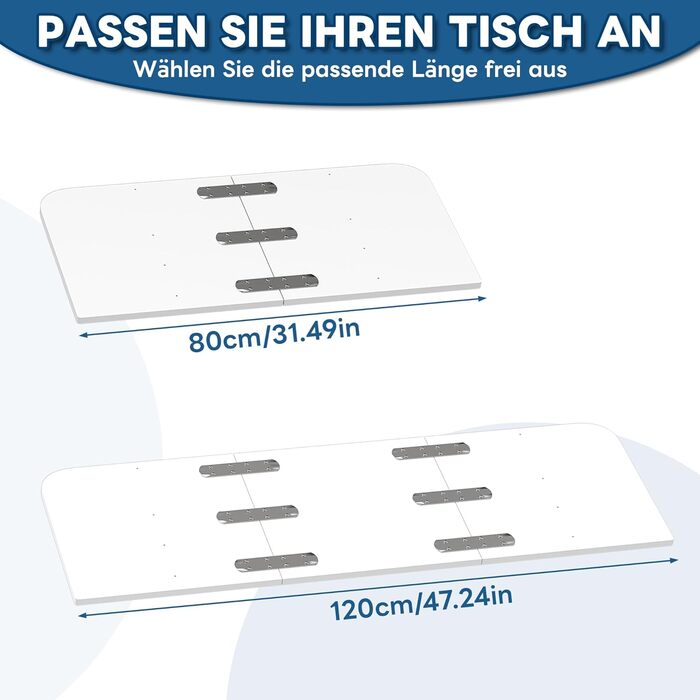 Розкладний настінний стіл uyoyous 120x402 см, настінний розкладний стіл, розкладний настінний стіл, розсувний обідній стіл, настінний стіл для пральні, кухні, офісу, балкону, ноутбука