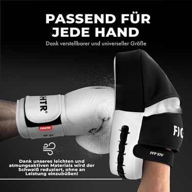 Накладки на руки преміум-класу FIGHTR - ідеальна амортизація та стабільність Боксерські рукавички для бойових видів спорту, включаючи сумку для перенесення Накладки Focus для боксу, MMA, муай-тай тощо. Білий/чорний