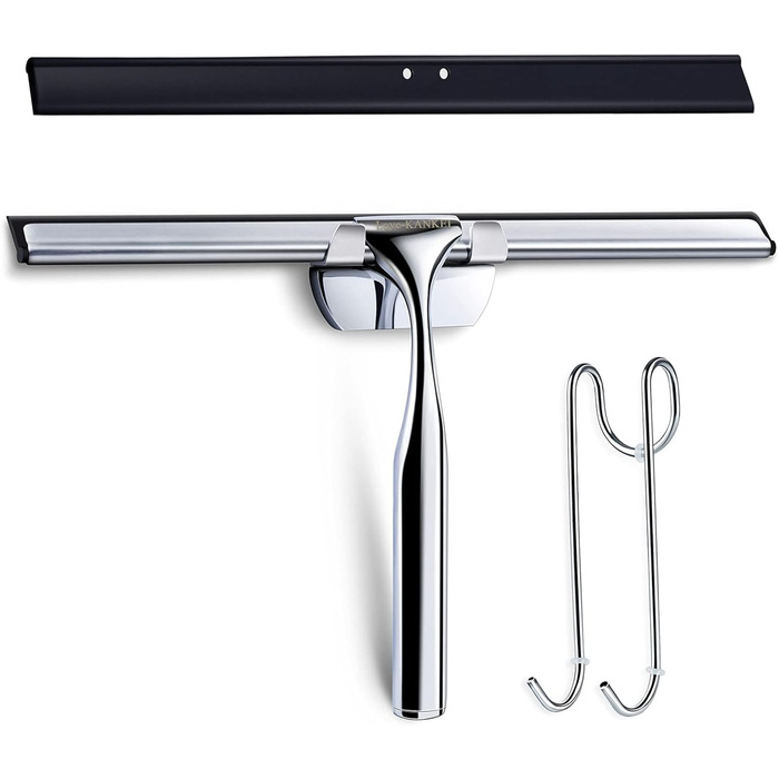 Ракель для душу Love-KANKEI Ракель для душу з нержавіючої сталі з гумовою губкою, включно з 1 запасною губкою та 1 гачком