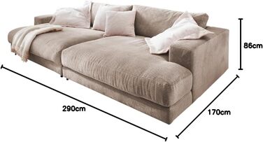 Шнур для великого дивана KAWOLA Madeline Вічний дизайн та елегантність Зручний мега-диван Ідеально підходить для ігор та відпочинку, сіро-коричневий, поліестер