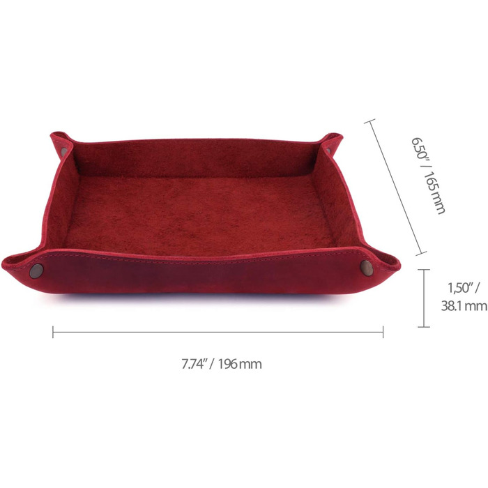 Лоток для зберігання речей Londo з натуральної шкіри - шкіряний органайзер, практична коробка для зберігання - для гаманців, годинників, ключів, монет, мобільних телефонів та канцелярського приладдя, червоний