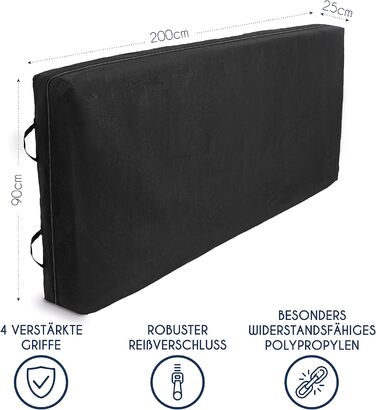 Чохол для матраца 90 x 200 см для зберігання та перевезення, Dreamzie (Виготовлено в ЄС та сертифіковано Oeko-TEX - товщина 25 см) - Сумка для зберігання матраців на блискавці, 90 x 200 см (товщина 25 см)