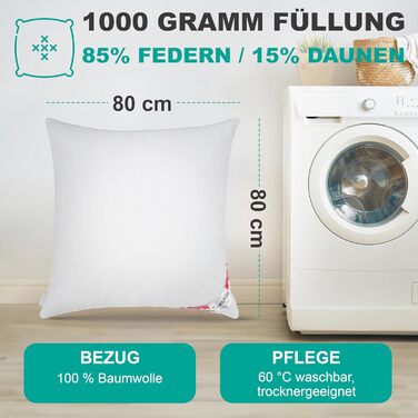 Пухова подушка Bach&39s Beds World, 5-зірковий готель, 80x80 см, Канада, 85 пір&39я, 15 пух, подушка DownPass з 1 камерою