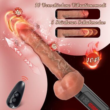 Фалоімітатор Kexyz, з 5 режимами поштовху та 10 режимами вібрації, телесного кольору