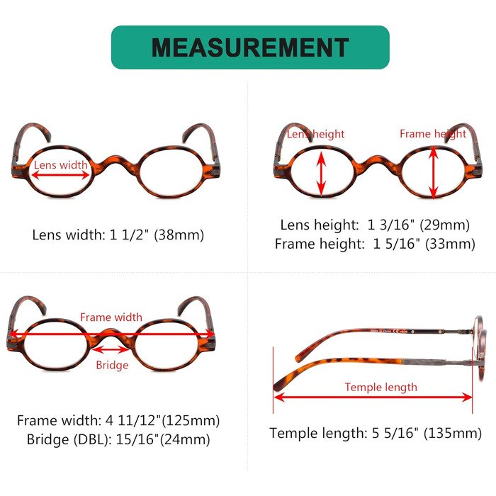 Окуляри для читання з 5 предметів Spring Hinge Temple Classic Mini Маленькі овальні круглі окуляри для читання включають Sun Reader 2.0, NEW-R077-5C00-200, mix, 2.00
