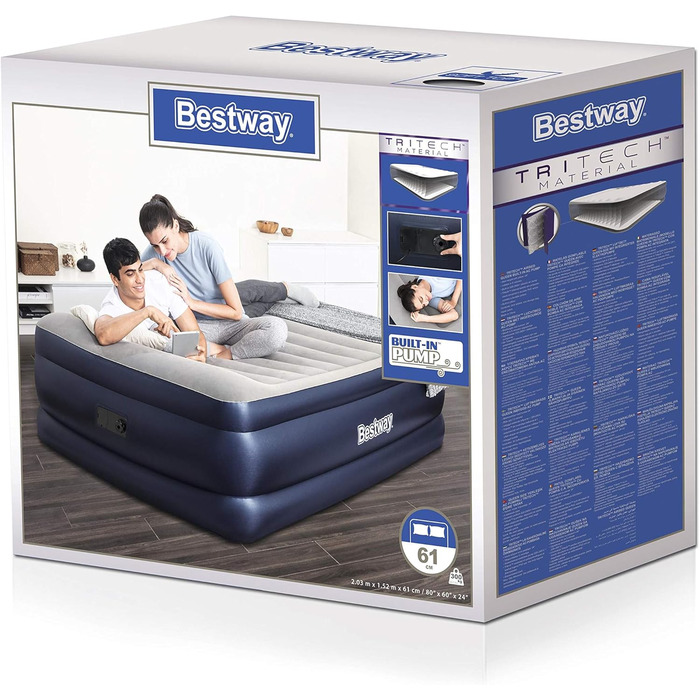 Надувне ліжко Bestway Tritech 'Montana з вбудованим електричним насосом Double XL/Hi 203 x 152 x 61 см