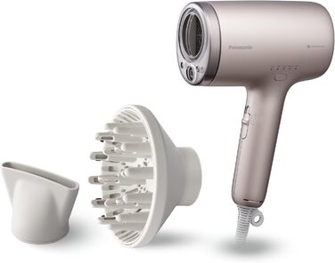 Фен для волосся Panasonic EH-NA9N-E825 nanoe та мінеральними іонами захист від пошкоджень, швидке сушіння, інтелектуальні сенсори, режими для шкіри голови та обличчя, концентратор, 1600 Вт, колір Greige (2025)
