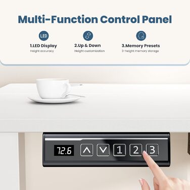 Електричний стіл Sweetcrispy для роботи стоячи, регульована висота, 101,6 x 61 см, стіл для роботи сидячи/стоячи, домашній офіс, комп&39ютерна робоча станція, ПК-стіл з 3 слотами пам&39яті, попередньо встановлена зрощена дерев&39яна дошка, металевий карка