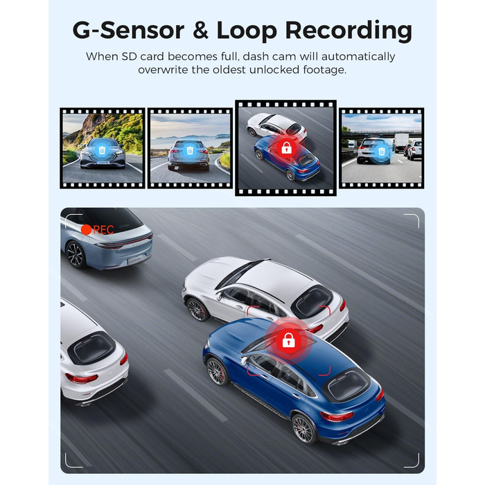 Автомобільний відеореєстратор AZDOME 3 лінзи 1440P 1080P 1080P з WiFi, GPS, фронтальною камерою 4K, супер нічним баченням, монітор