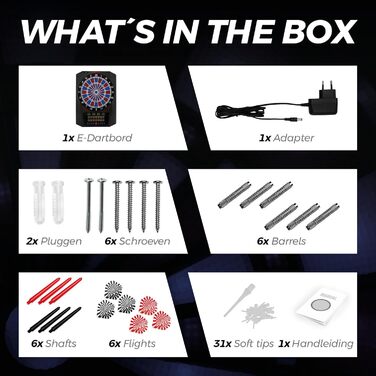 Електронна мішень для дартсу Royal 580, 6 м&39яких дротиків, 36 ігор, понад 580 варіацій, для 1-8 гравців