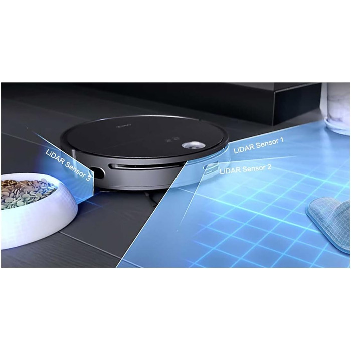 Робот-пилосос (сила всмоктування 3300 Па, час автономної роботи до 180 хв, контейнер для пилу 500 мл, бак для води 520 мл, датчики