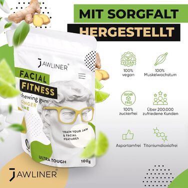 Жувальна гумка без цукру з імбиром та лаймом. Тренажер для підтягування щелепи. Жувальна гумка для формування щелепи (2 місяці упаковки)