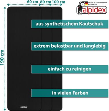 Килимок для йоги ALPIDEX Дуже товстий гімнастичний килимок 1,5 см 3 розміри Нековзний фітнес-килимок без фталатів Перенесення ременя Гімнастика Пілатес Спорт Фізіо HiiT Тренувальний килимок для йоги Килимок для сну (чорний, 190 х 60 х 1,5 см)