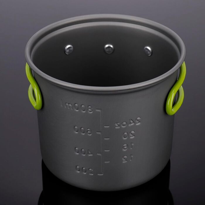 Набір посуду для кемпінгу ERBO, алюмінієвий горщик для кемпінгу, посуд для відпочинку на свіжому повітрі зі складними столовими приборами, кемпінговий посуд для 2 осіб, кемпінговий посуд для походів, риболовлі, пікніків (зелений)