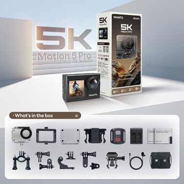 Підводна камера Ultra HD Сенсорний екран 170 Широкий кут, EIS стабілізація із зовнішнім мікрофоном, 5K 24MP Motion 5 Pro 40M