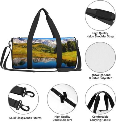Спортивна сумка, дорожня сумка, стильний малюнок з пейзажем, сумка для подорожей на вихідні, чорна, універсальний розмір