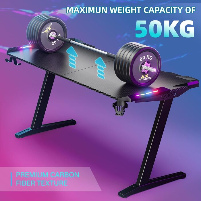 Ігровий стіл Storeo Imp, 160 x 70 x 80 см, МДФ / сталь / вуглецеве волокно, чорний