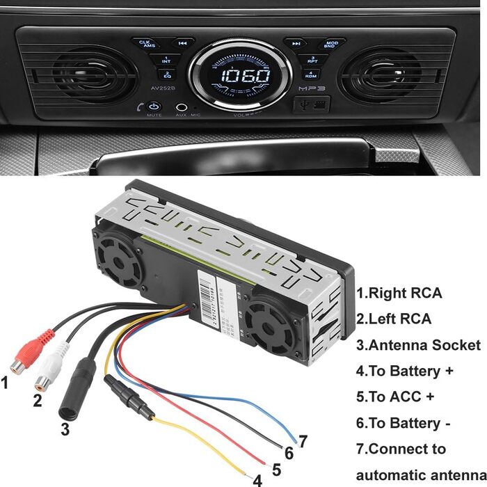 Автомобільний стереоаудіоплеєр PolarLander Universal 1 Din 12V Вбудований 2 динаміки Підтримка стерео FM Bluetooth з портом USB/TF карти