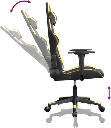 Геймерське крісло, офісне крісло, чорно-золотий колір, штучна шкіра