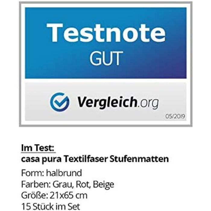 Килимки для сходів з текстильного волокна casa pura для внутрішнього використання - 15 шт. Самоклеючий захист для сходів, килимок