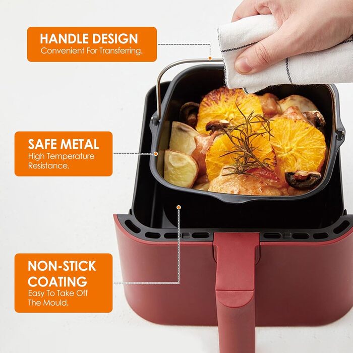 Задній комплект аерофритюрниці, Аксесуари для фритюрниці, Набір аксесуарів для гриля, Аксесуари для фритюрниці з антипригарним покриттям, сумісні з HD9925, HD9860, HD9905 01 (22 см)