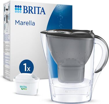 Фільтр для води BRITA Глечик-глечик Marella графіт (2,4 л) з картриджем MAXTRA PRO All-in-1 фільтр для зменшення вапняного нальоту, хлору, свинцю, міді та речовин, що погіршують смак у воді