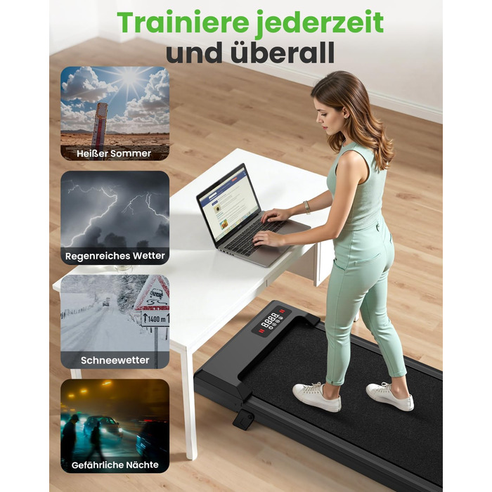 Бігова доріжка HomeFitnessCode Incline для домашнього використання - килимок для ходьби, електричний біговий пояс 1-8 км/год, чорний - 85 см