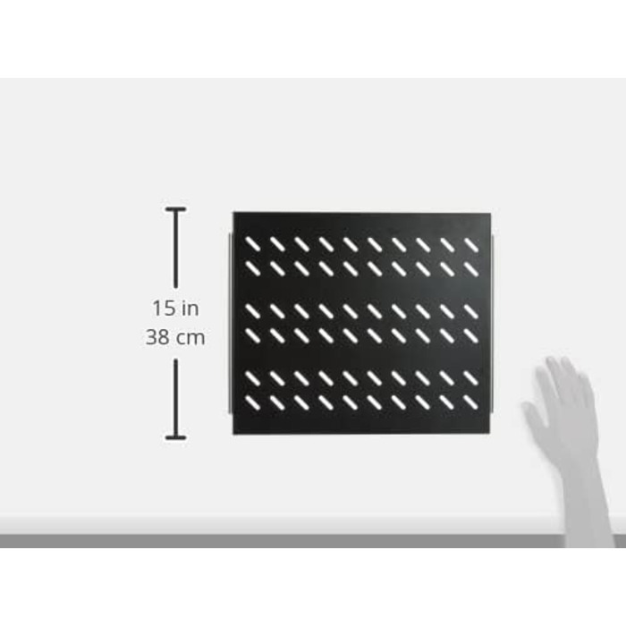 Розсувна полиця DIGITUS - 19 дюймів - 1U - Монтаж спереду та ззаду - Вантажопідйомність 25 кг - Для мережевих шаф та серверних стійок - Глибина шафи від 600 мм - Чорний, глибина 368 мм, чорний