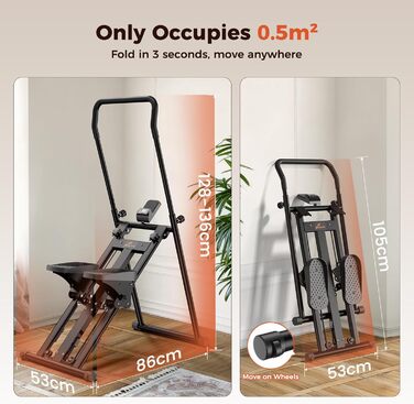 Складаний степер Sportneer для домашнього використання з кермом та регульованим опором, тренування Stairmaster для ніг та корпусу, домашній степер до 200 кг, чорний