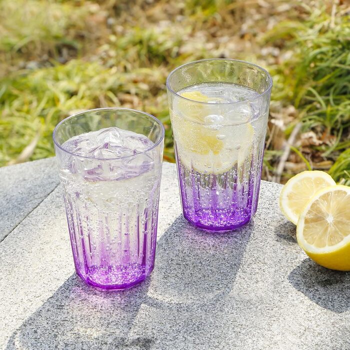 Пластикових стаканчиків по 350 мл - Стійкі стаканчики для дітей - Багаторазові пластикові стаканчики - Ідеально підходить для вечірок, активного відпочинку, кемпінгу - Фіолетові, 12