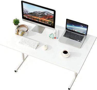 Письмовий стіл 80 x 50 см, офісний стіл з цільною дерев&39яною стільницею, комп&39ютерні столи для офісних робочих місць, стіл для спальні та вітальні, білий 0,8 x 0,5 м