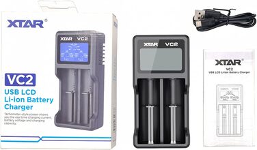 Зарядний пристрій Xtar VC серії VC2 VC2 Plus VC4, USB, РК-дисплей, одночасно заряджає літій-іонні та нікель-металгідридні акумулятори VC2
