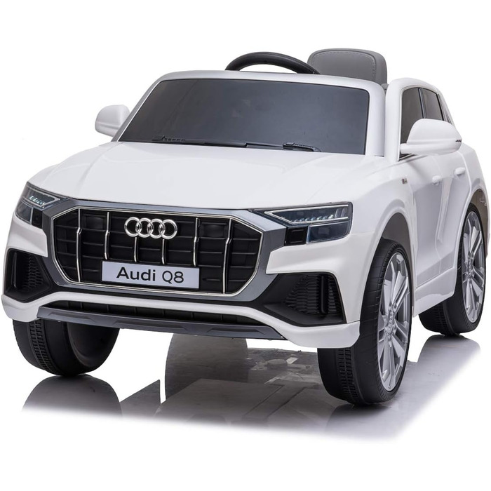 Дитячий електромобіль Audi Q8 - ліцензійний акумулятор 12В та 2 двигуни - 2,4ГГц MP3 шкіра Єва (Біла) Біла