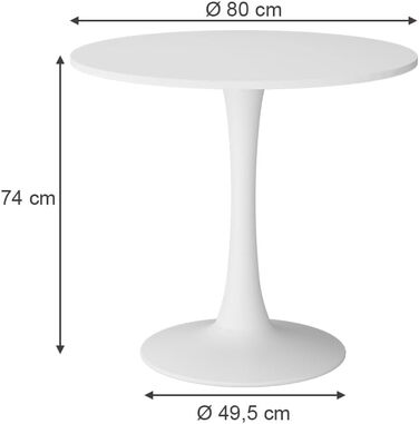 Обідній стіл Vicco Carl, білий, 80 x 80 см