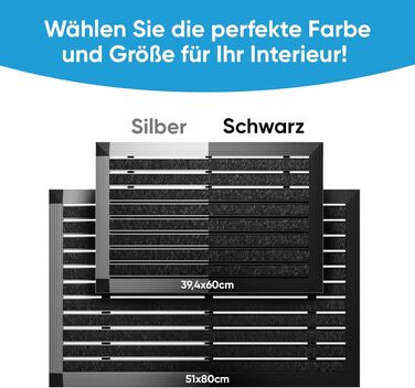 Килимок для вулиці з алюмінієвою рамкою, чорний, 50x80 см - Килимок для вулиці, килимок для ніг, скребок для взуття з поліпропіленовими волокнами - Всепогодний для вулиці 80 x 50 см (прямокутний) чорний