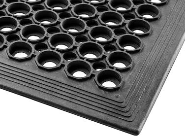 Килимок для вулиці KADAX проти ковзання, чорний гумовий килимок, брудозатримуючий килимок для вхідних зон, гумовий килимок для дверей (60x90 см) 90Д x 60Ш x 1,4Г см