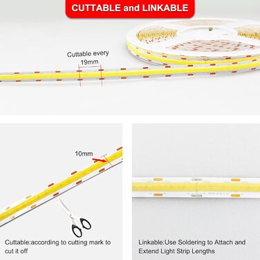 Світлодіодна стрічка TTWAY CCT COB з можливістю затемнення 2700K- 6500K 24V регульована біла світлодіодна стрічка з радіочастотним керуванням і адаптером, 608 світлодіодів/м CRI93 Daul біла світлодіодна стрічка для приміщень, кімнат, DIY. (10 хв)