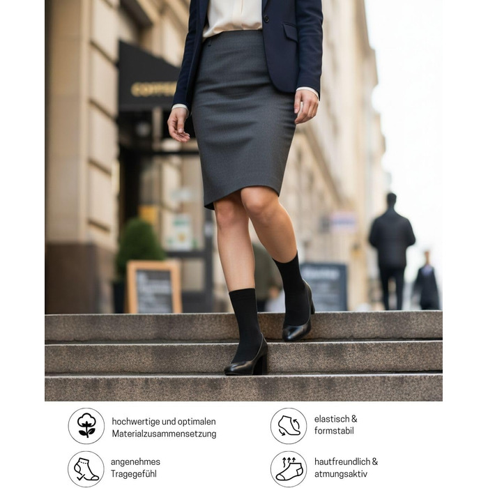 Пар чоловічих та жіночих ділових шкарпеток преміум-якості з комфортною манжетою, безшовні, виготовлені з бавовни, розмір 43-46 (1) Чорний, 10