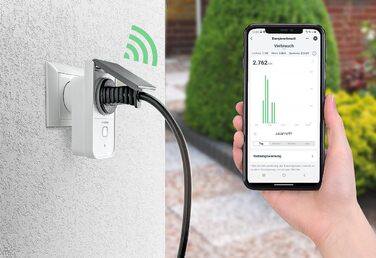 Енергозберігаюча розетка Luminea Home Control 4-стороння зовнішня розетка WiFi, лічильник витрат електроенергії, додаток, Matter (розетка Wi-Fi Smart Life, розумна розетка TUYA)