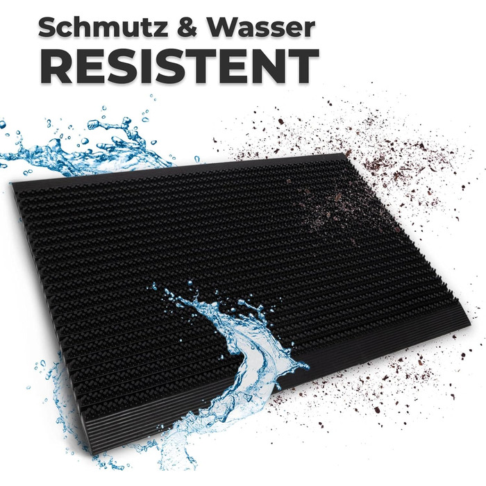 Килимок для дверей KARAT для використання в приміщенні та на вулиці - Килимок для дверей з міцними щітками - Вхідний килимок - Килимок для бруду, скребок для взуття, килимок для дверей (60 x 90 см, гума) Гума 60 x 90 см (прямокутний)