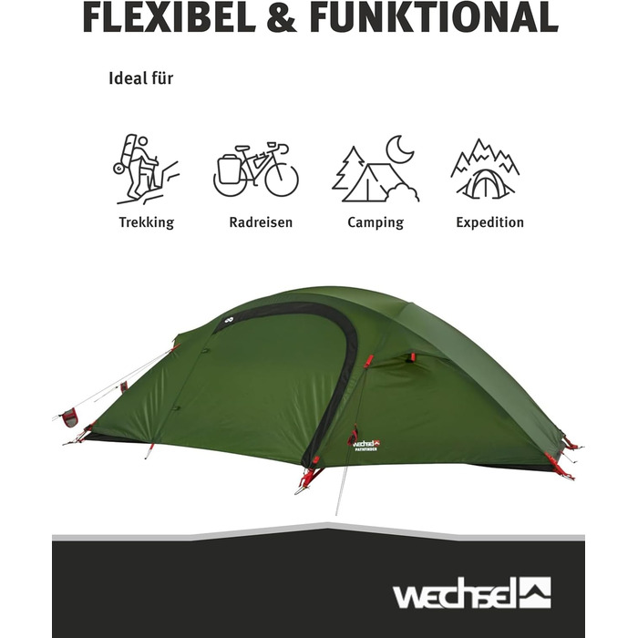 Трекінговий намет Wechsel Pathfinder I Геодезичний намет на 1 особу I Штормостійкий експедиційний намет I Компактний та портативний I Ідеальний намет для кемпінгу, пішого туризму, трекінгу та їзди на велосипеді