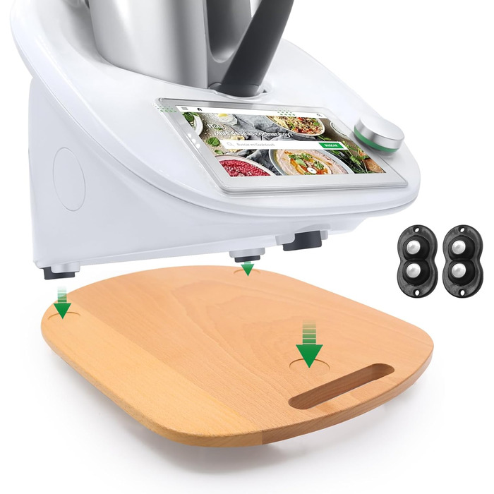Розсувна дошка для Thermomix TM6 TM5-360 Універсальна колісна дошка для кухонного комбайна Thermomix Vorwerk, Букова підкладкова дошка TM5 TM6 Аксесуари Швидкорухома рухома дошка з гумовими ніжками